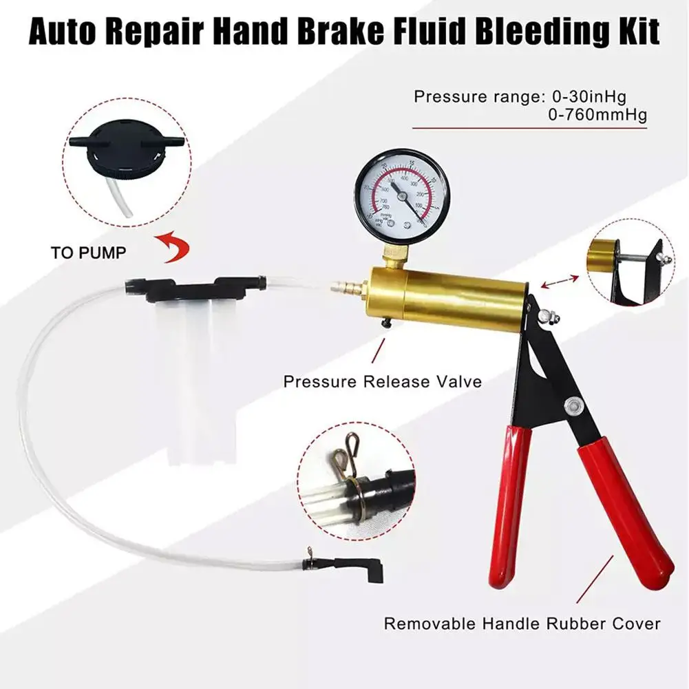 2 In 1 Manual Brake Bleeder Vacuum Pump Kit Automotive Vacuum Pistol Pump Tester Portable Handheld Tool For Car Truck Accessorie