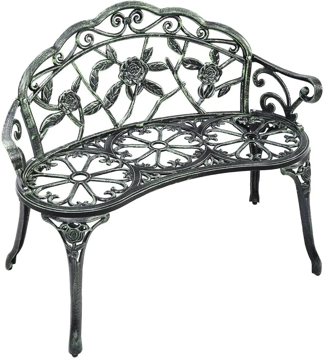 

Outdoor Garden Bench Iron Patio Benches for Outdoors, Porch Bench Chair with Curved Legs Cast