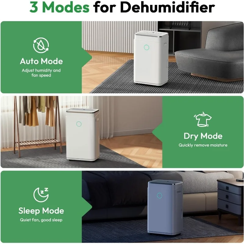 Осушители для дома, 50 пинта, 4500 кв. футов, осушитель на баке емкостью 1,7 галлона для подвала со сливным шлангом, автоматический/тихий режим сна/сухой режим