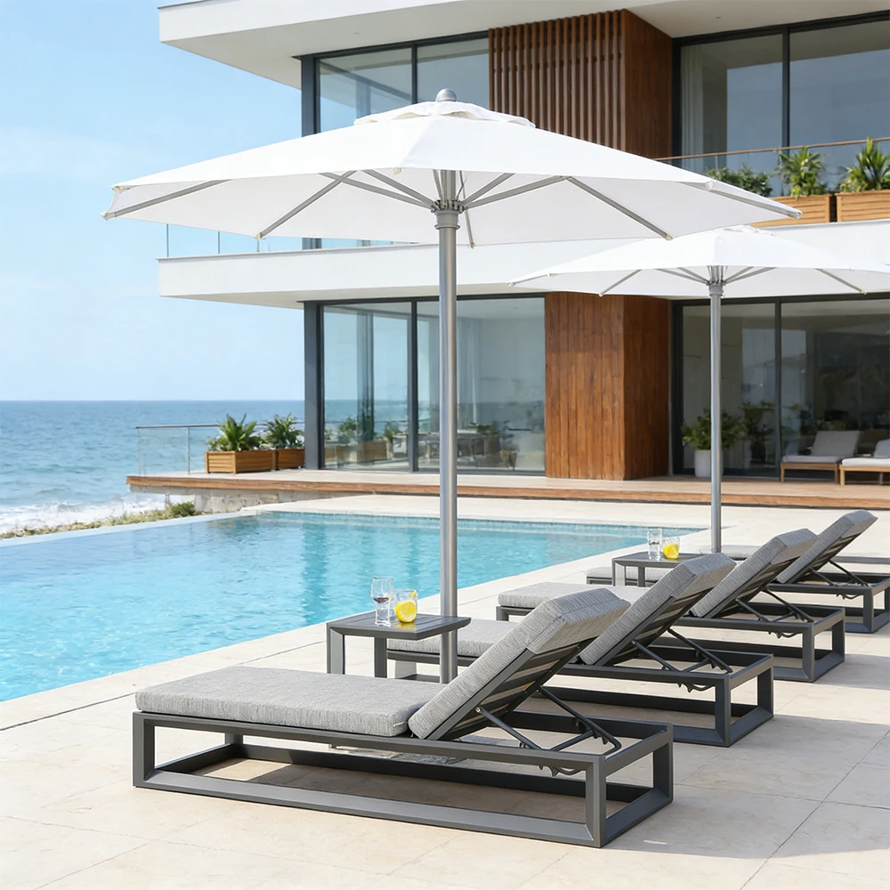 Wholesale Hotel Outdoor Aluminum Foldable UV Protection Luxury Sundeck Chairs Poolside Chairs Garden Sunbeds