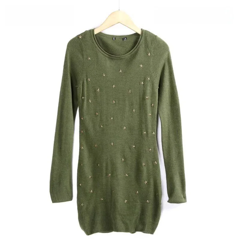 

Women's Slim Fit Mid-Length Sweater round Ne Knitted Base Layer irt Dr Haunt Commute Sle Autumn 2024 Season