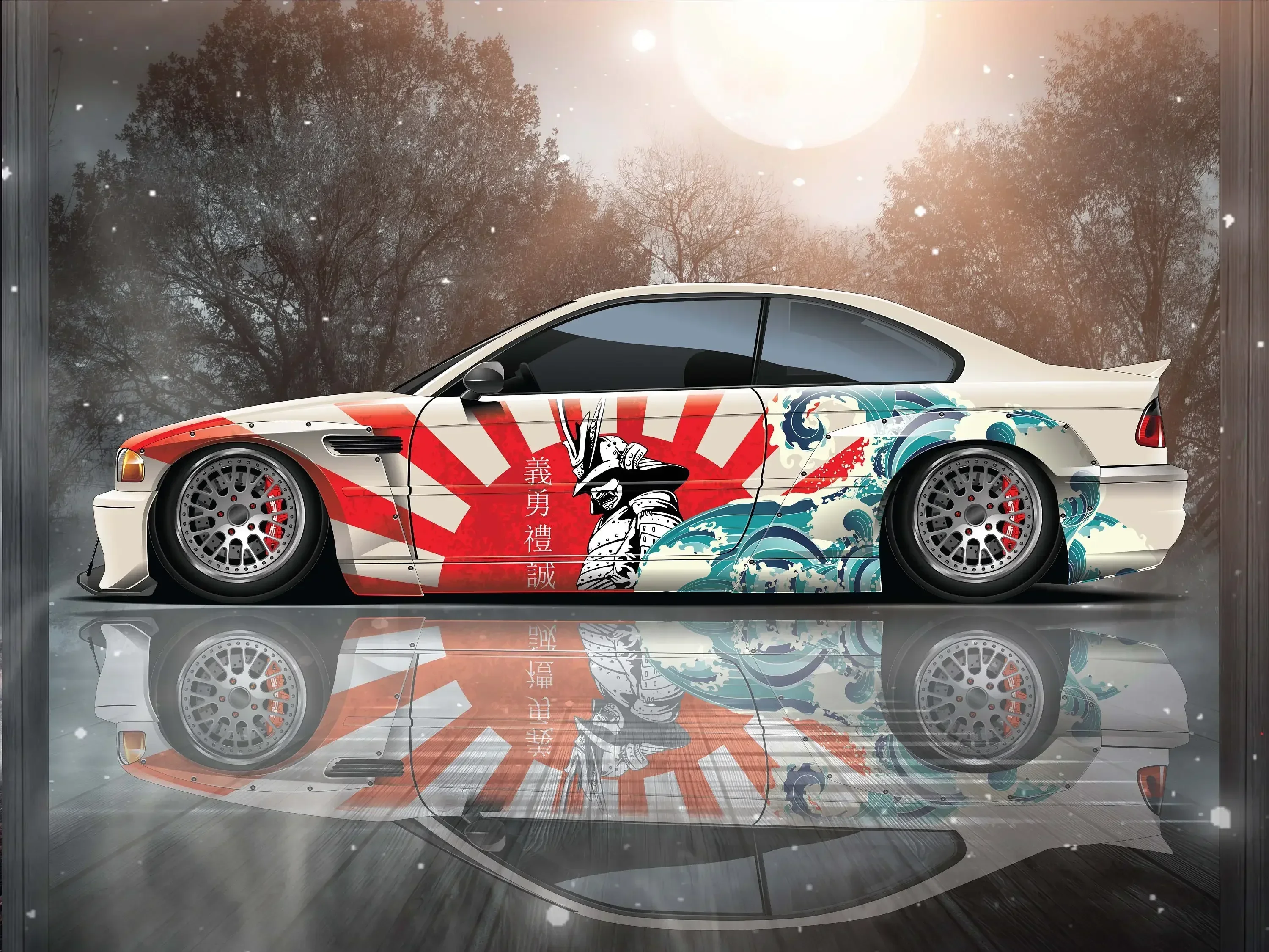 Samurai Car Wrap, Japanese Vehicle Livery, Cast Vinyl Wrap, Universal Size Samurai Anime Car Sticker Car Decor