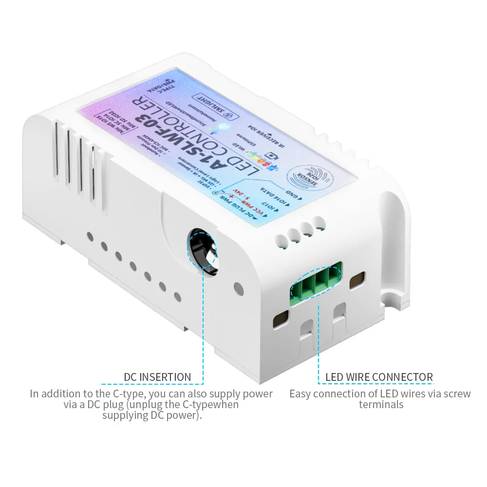 Imagem -03 - Smlight Wled Mic Controller A1-slwf03 Rgbic Pixel Light Dimmmer Assistente Doméstico Usado Ws2812b Ws2811 Ws2815 Luzes de Tira Esp32