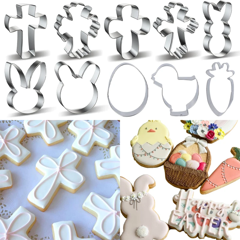 Easter Metal Cookie Cutter Cake Molds Kitchen Decoration Cross Rabbit Head Shape DIY Baking Tools Cupcake Chocolate Supplies