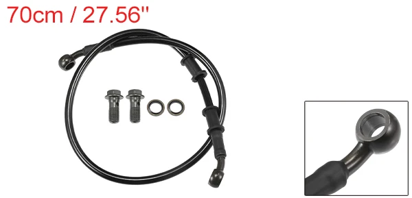 Motoforti 90 cm Motorrad geflochtener hydraulischer Bremsleitung Ölschlauch Schwarz Armeegrün 1 Set – Detail 8