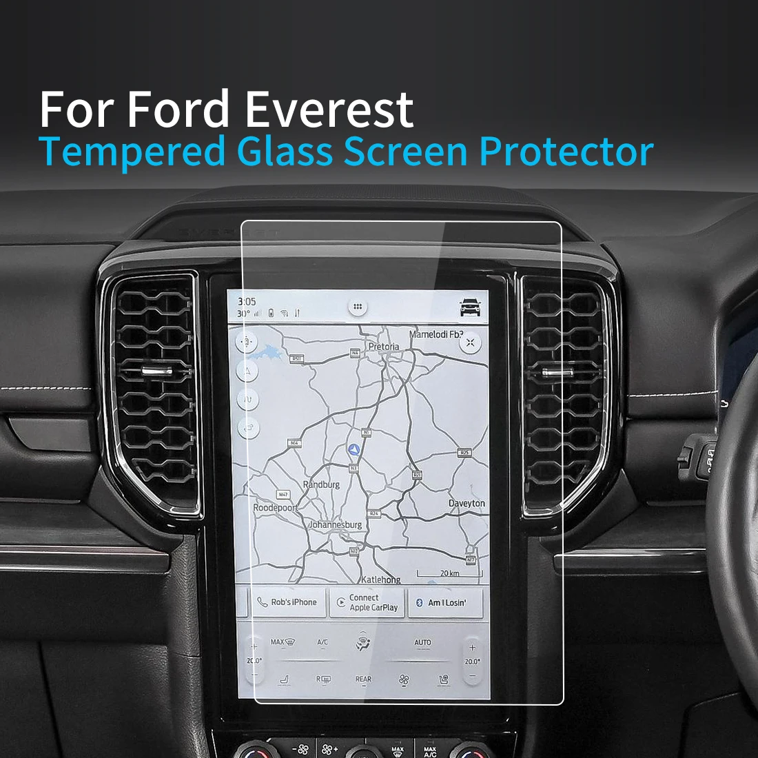 For Ford Everest 2023 Touch Screen Protector Tempered Glass Protective Film Carplay Video Car Auto Vehicle Exterior Accessories