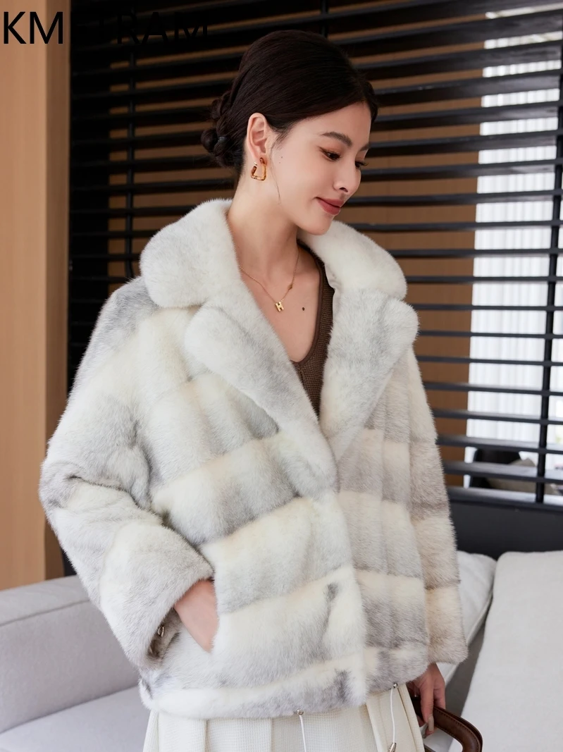 Damska kurtka z prawdziwego futra norki, luksusowa krótka kurtka z naturalnego futra, wysokiej jakości zimowe ubrania damskie 2025, futrzane kurtki, fourrure