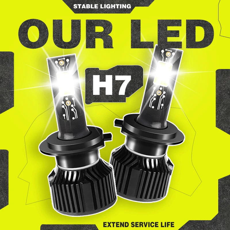 12000LM H7 H1 H11 H4 LED Headlights Bulbs Canbus 5000K 60W H8 H9 H16 9003 HB2 H18 Fog Lamp Plug-N-Play Turbofan 2PCS Auto Lamp 12V