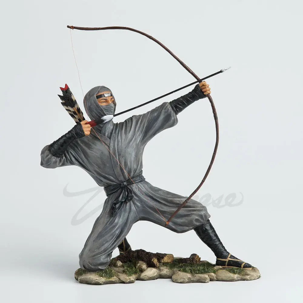 Japanese Ninja Archer Statue Resin Figurine Collectible Model Traditional Warrior Sculpture Home Office Desktop Decoration Gift