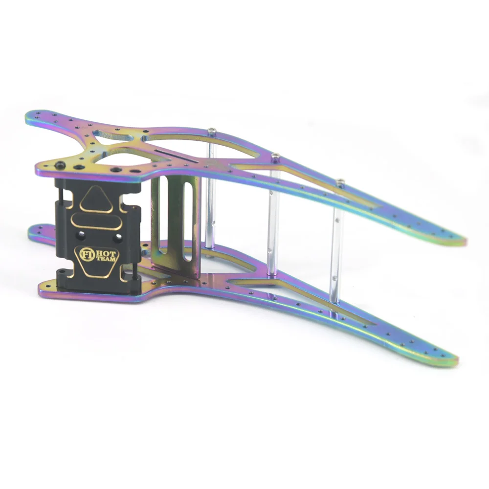 チタン LCG シャーシフレーム、シャーシリンク、ドライブシャフト、ハンガービーム、真鍮製スキッドプレートセット付き、Axial SCX24 1/24 RCパーツ用