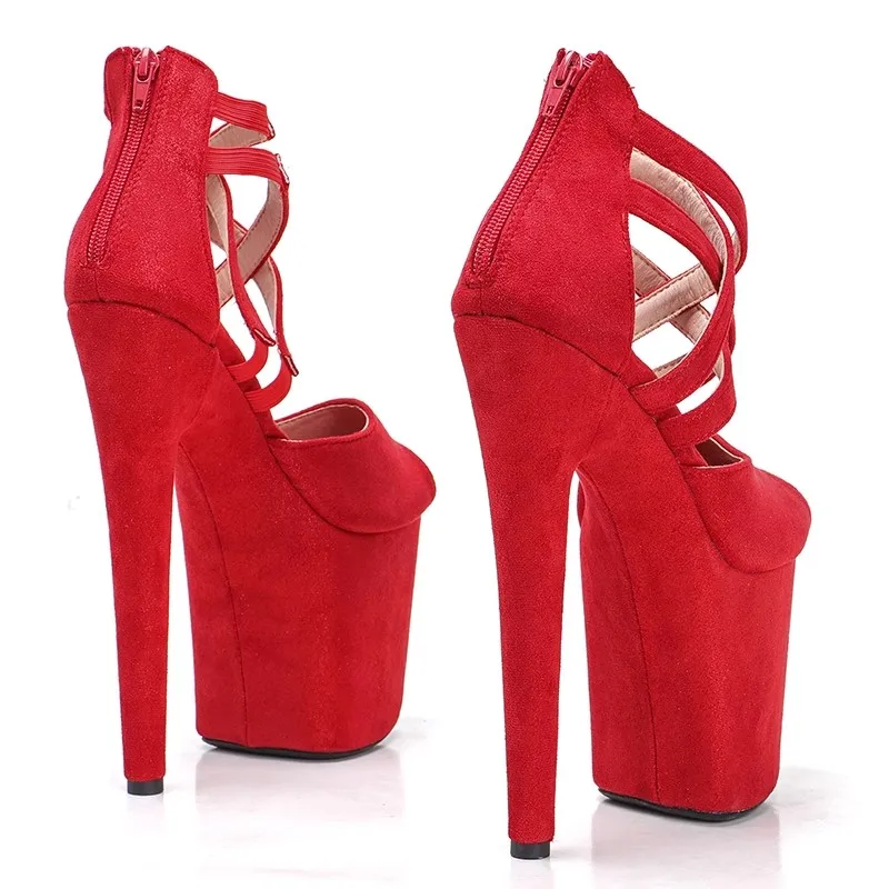 Women New 20CM/8inches Suede Upper Sexy Exotic High Heel Platform Party Sandals Pole Dance Shoes Model Shows Sandals 203