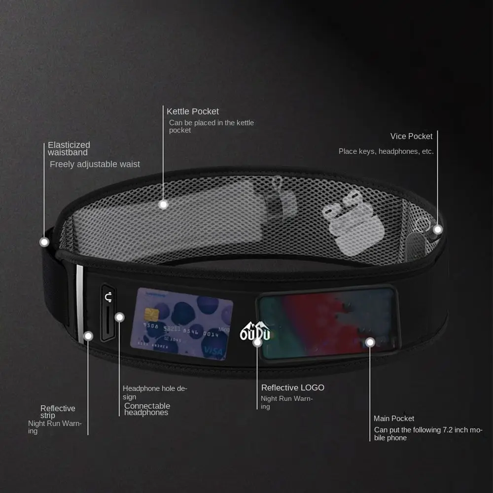 

Повседневная легкая поясная сумка для бега, водонепроницаемая сумка для мобильного телефона, дышащая спортивная сумка, аксессуары для бега