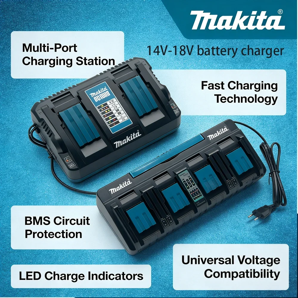 Makita DC18RD Dual Port Fast Charger LXT 14.4V-18V for BL1860 BL1850 BL1840 BL1830 BL1815 Li-ion Battery Charger Accessory