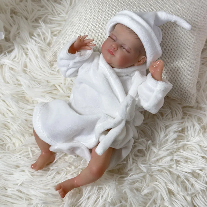 Realistic Reborn Doll 25cm Mini Soft Cloth Body Newborn Lifelike Preemie Visible Veins Miniature Silicone Baby Doll Kid Toy Gift