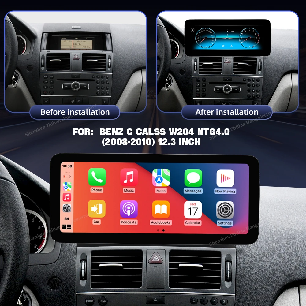 12.3' Snapdragon 668S 8Core Android 13 Touch Screen Carplay Auto For Mercedes Benz C Class W204 NTG4.0 2008 2010 Play Navi GPS