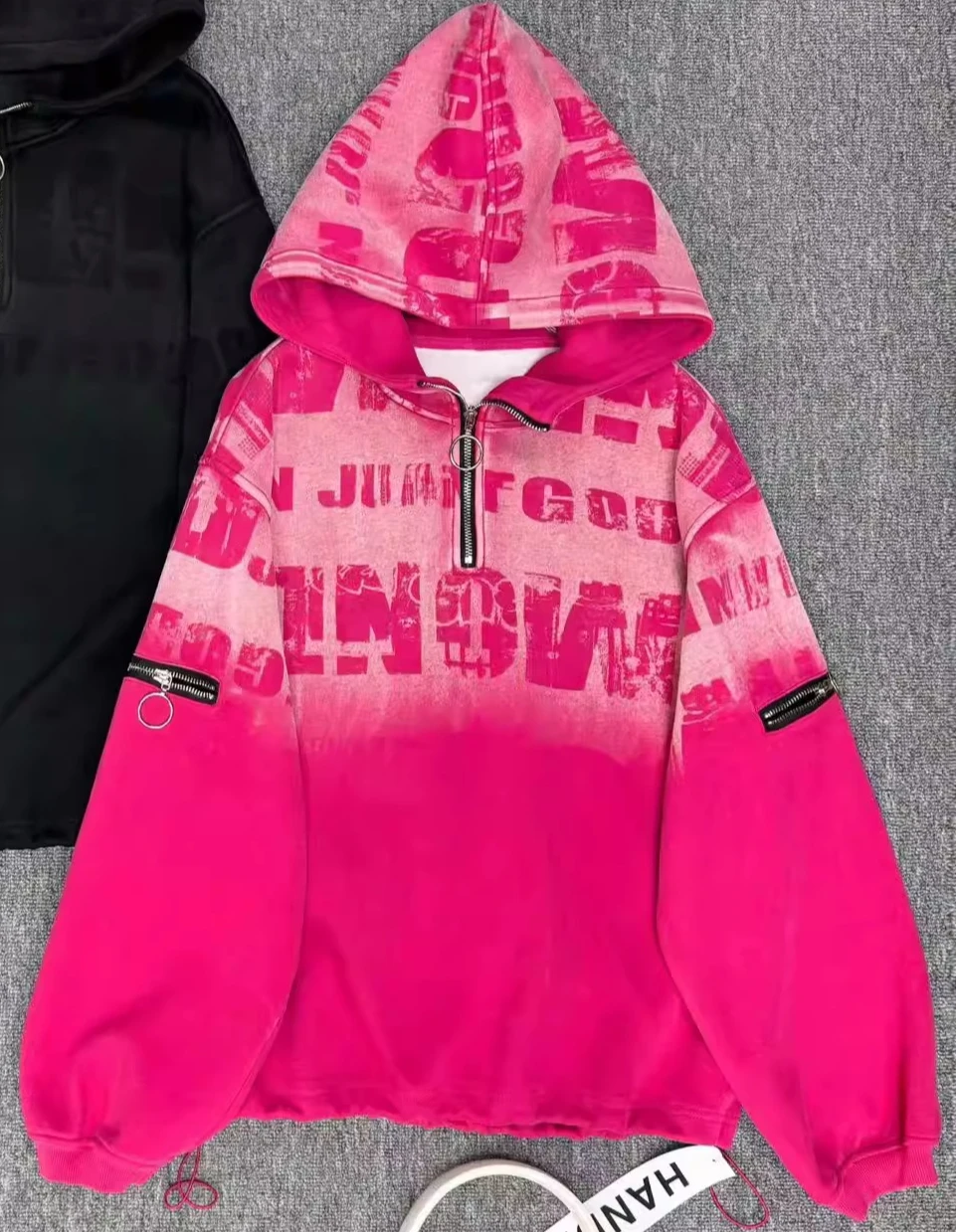 Sudadera con Capucha de Manga Larga y Corta con Estampado de Letras Estilo Coreano para Mujer, Sudadera con Capucha con Cierre para Mujer