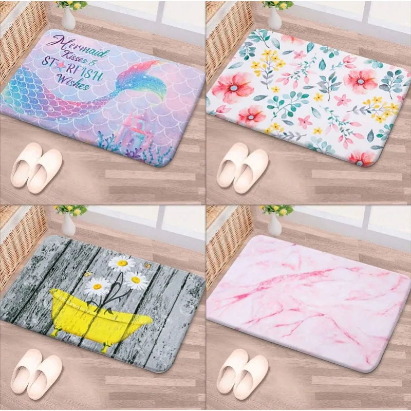 حورية البحر قبلات الأزهار الفنية السجاد حصيرة البساط عدم الانزلاق حالمة ديكور المنزل هووسورمينغ هدية لباب المدخل الداخلي في الهواء الطلق #1