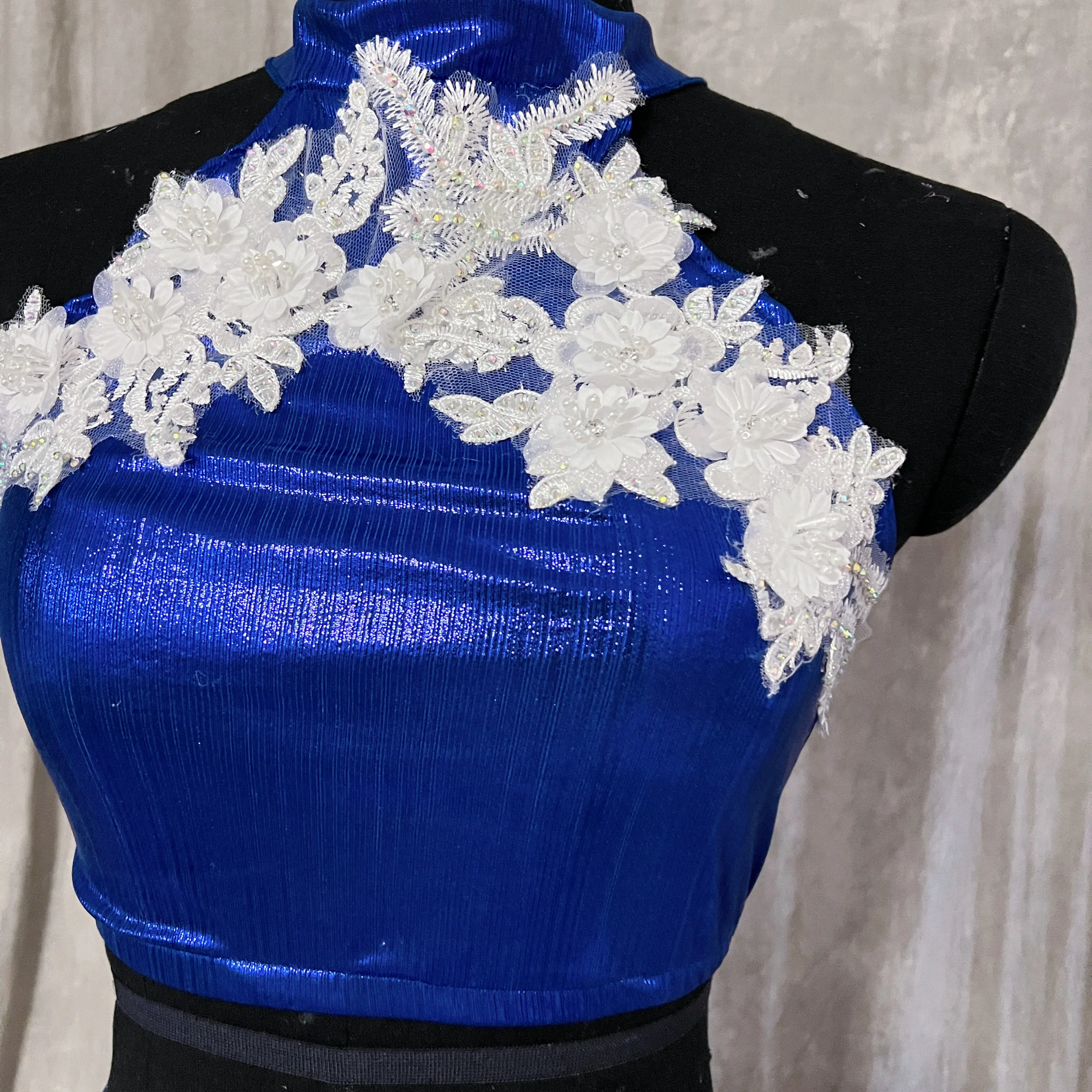 Belly Dance Performance Set Customsized Sleeveless Flowers Top+Sexy Fishtail Long Skirt 2pcs Adult Child Oriental Dance Clothing