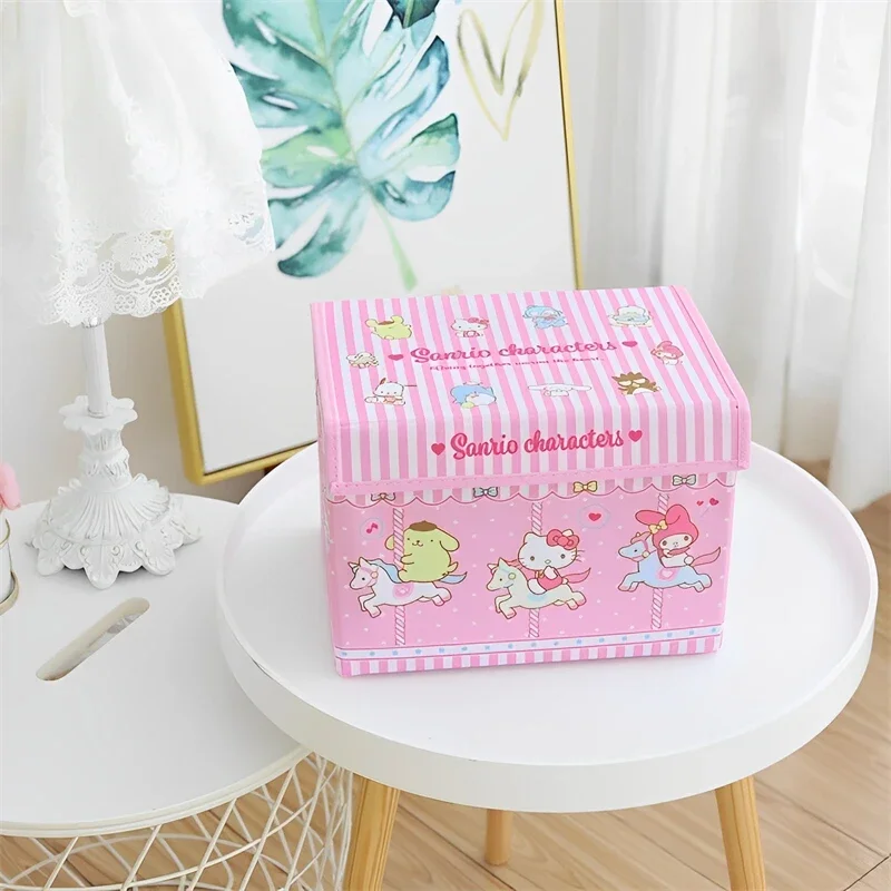 Sanrio Kawaii Hello Kitty Storage Box Cartoon My Melody Car Trunk Home Wardrobe with Cover Finishing Box Exquisite Jewelry Gift