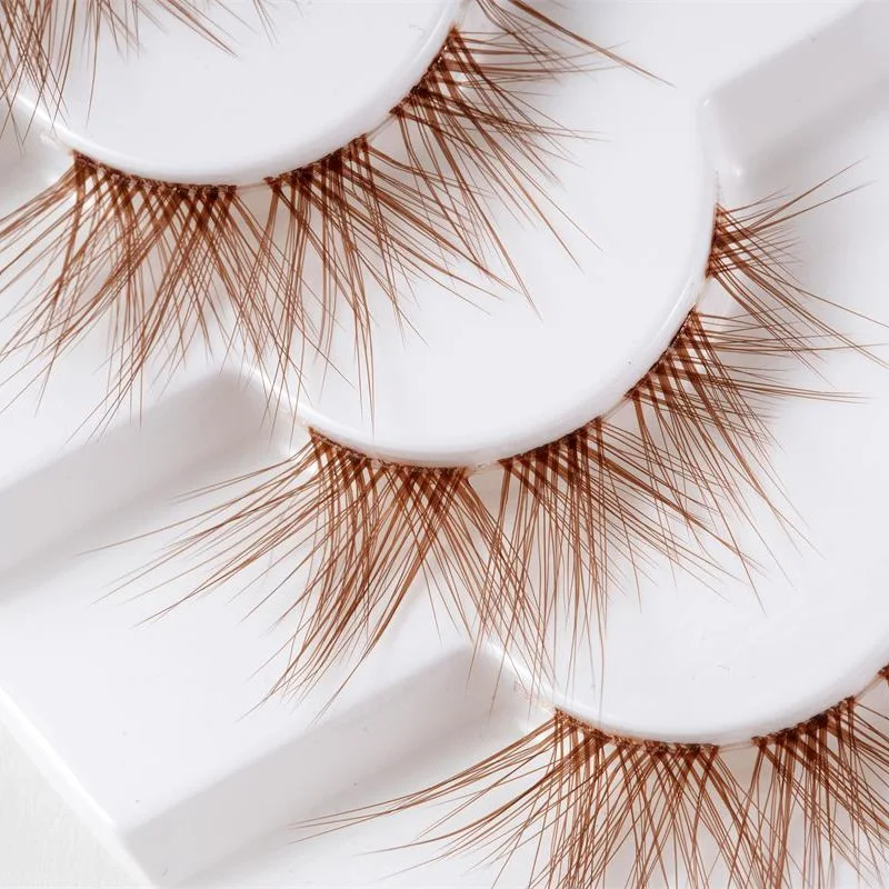 Manga Clear Band Lashes Natural Long 3D Wispy Mink Eyelashes Lightweight Invisible Band Fluffy Eye Lashes brown Fake Eyelashes