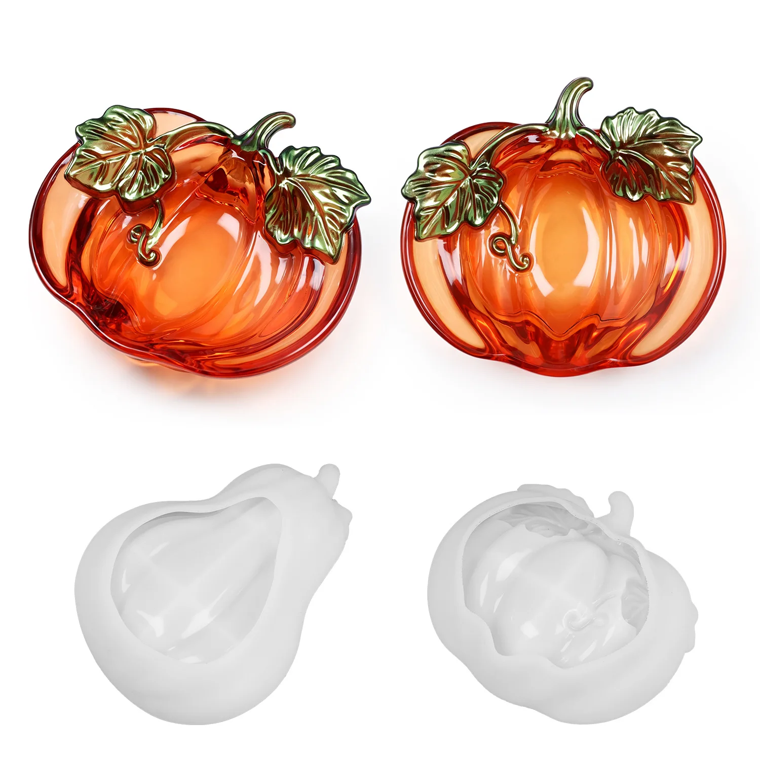 DIY Crystal Epoxy Resin Mold Plaster Cement Pumpkin Plate Dish Tray Bow Halloween Mirror Silicone Mould For Resin