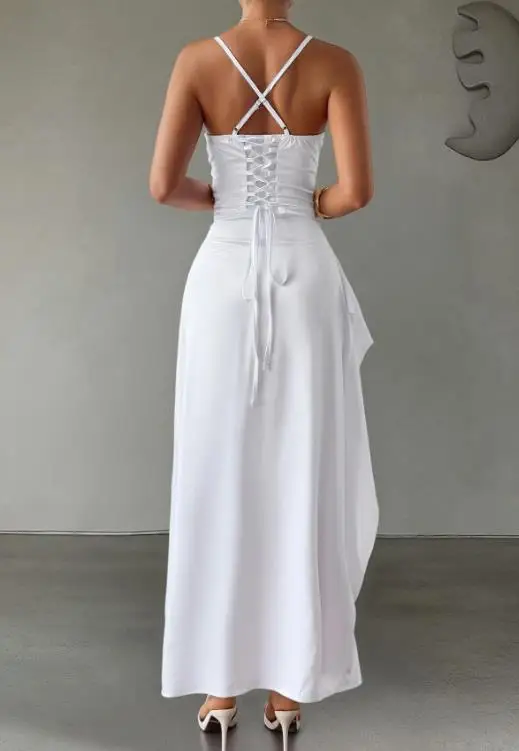 

2026 New Fashion Spring/summer Elegant Sexy Women's Evening Party Dress Dinner Small Strap Solid Color Dress Female Clothing