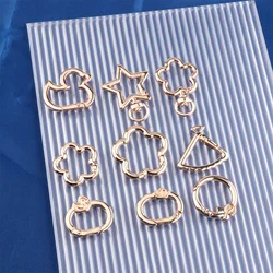 2/5/10pcs Openable Metal Sping Clasp Star Heart Cat Flower Ring Carabiner Keychain Bag Pet Dog Buckles Connector DIY Jewelry