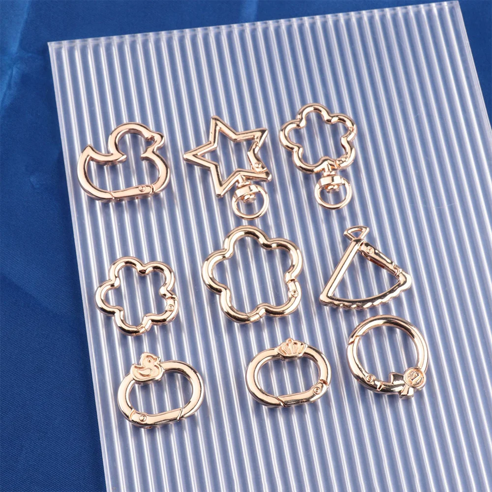 2/5/10pcs Openable Metal Sping Clasp Star Heart Cat Flower Ring Carabiner Keychain Bag Pet Dog Buckles Connector DIY Jewelry