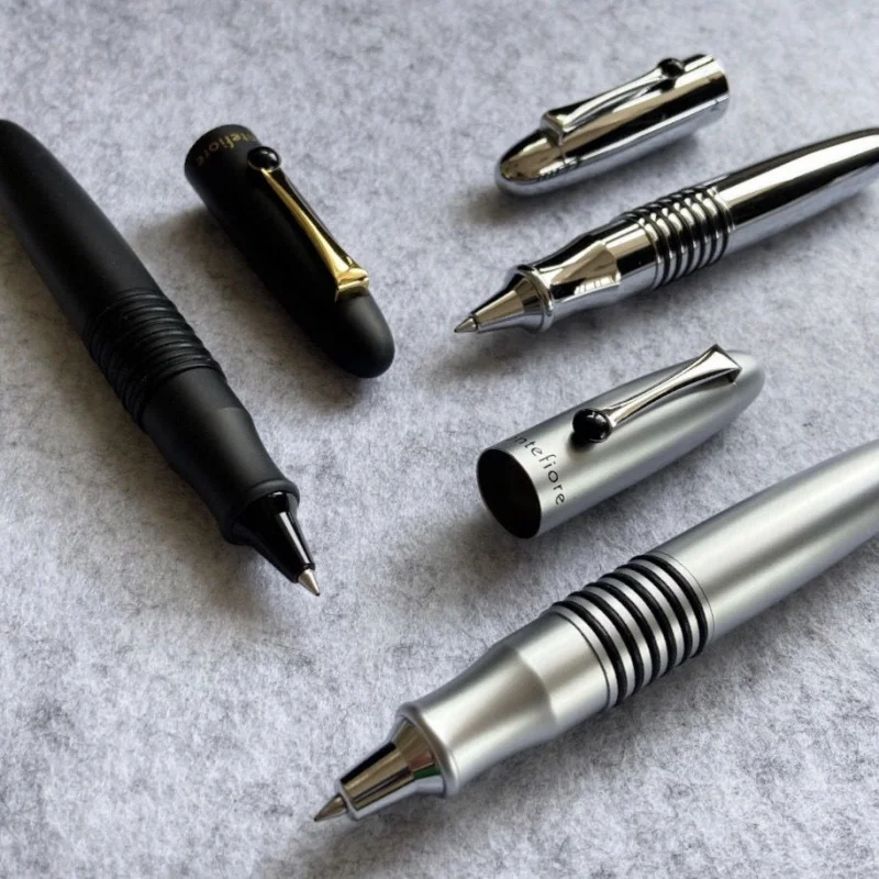 الراقية الشعور الثقيل النحاس معدن أسود فضي الرول الكرة القلم القرطاسية مكتب طالب سميكة برميل أقلام للرجال هدية