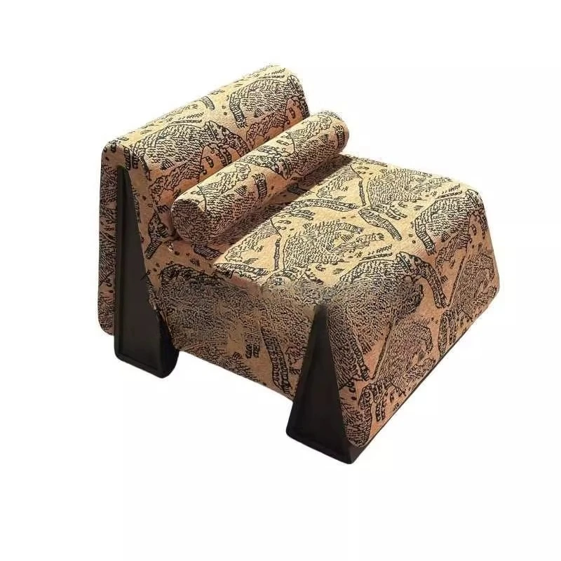 

Nordic pyramid single chair designer replica living room balcony Hushan pattern solid wood fabric sofa