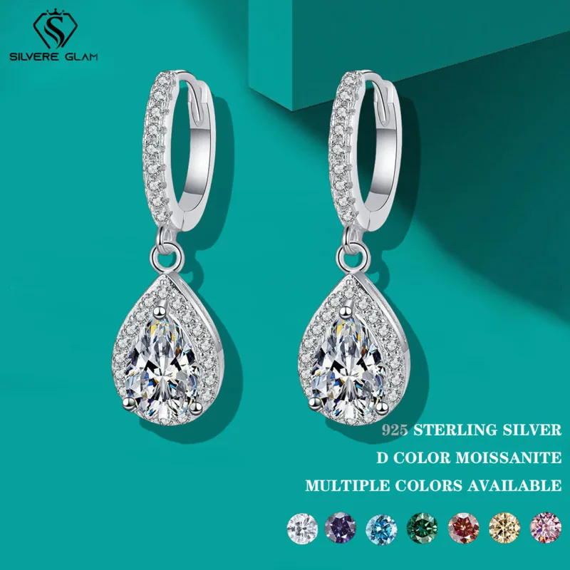 TY 5*8mm Pear Moissanite Water Drop Earrings S925 Silver D Color Lab Diamond for Women Wedding Jewelry Gift