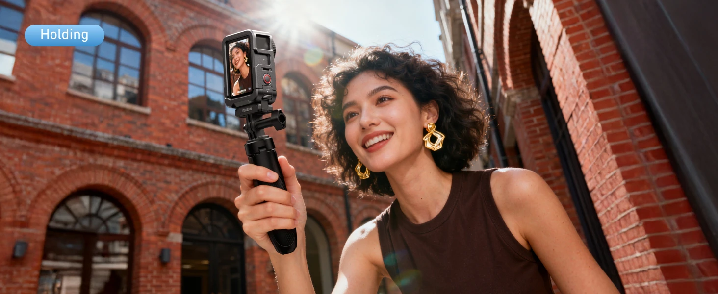TELESIN Aluminiumlegierung Schutzgehäuse mit Dual Cold Shoe Adapter für DJI OSMO Action Kamera Metall Rabbit Cage Zubehör 6 – Detail 5