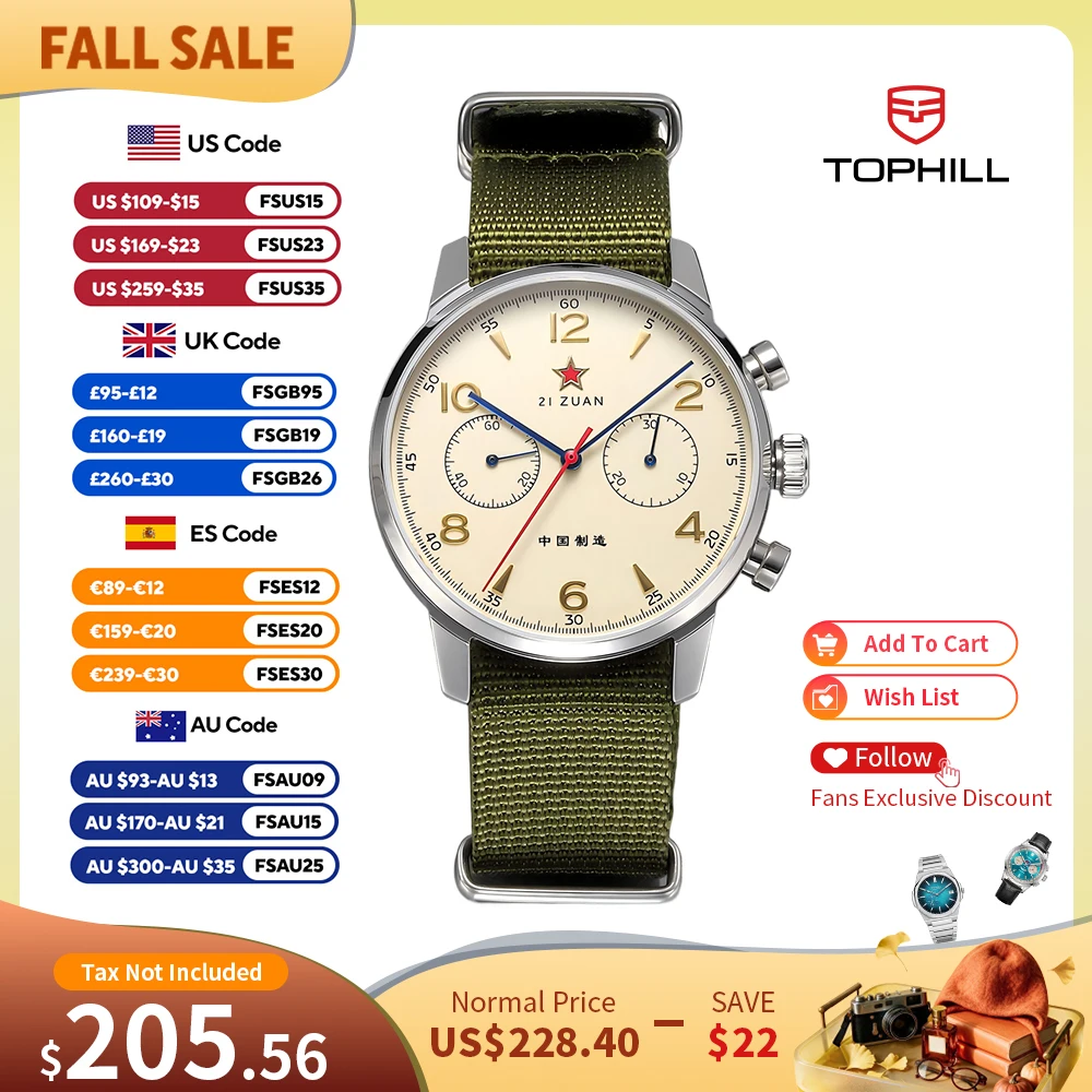 TOPHILL 40mm Seagull ST1901 1963 Chronograph Men Mechanical Watches Pilot Hand Wound See Through Caseback Sapphire 5Bar TL025G