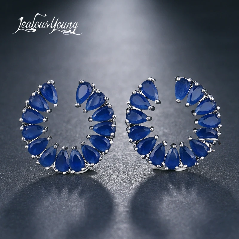 New Blue Small Stud Earrings With Top Quality Cubic Zirconia Druzy Earrings For Women Jewelry Club Factory Brincos AE559