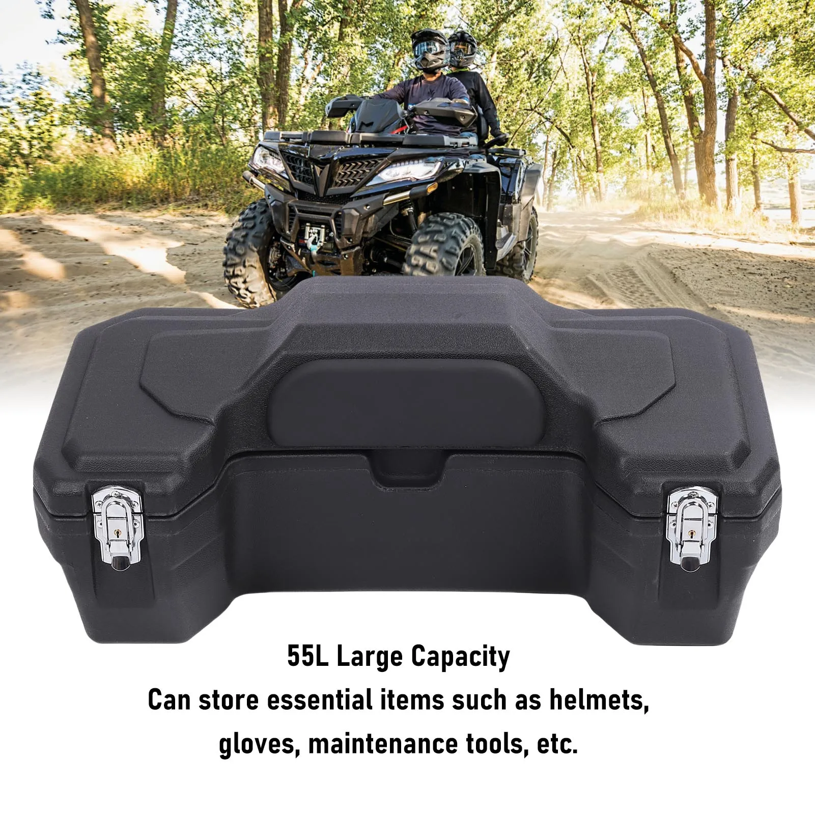 ATV Rear Trail Box Secure Locking System ATV Rear Seat Gear Box Multifunctional Integrated Backrest Scratch Proof for Hiking