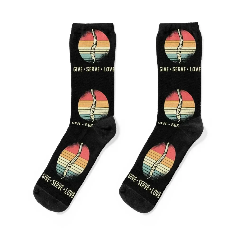 Chiropractor Give Serve Love Chiro Chiropractic Socks gifts crazy Socks Woman Men's