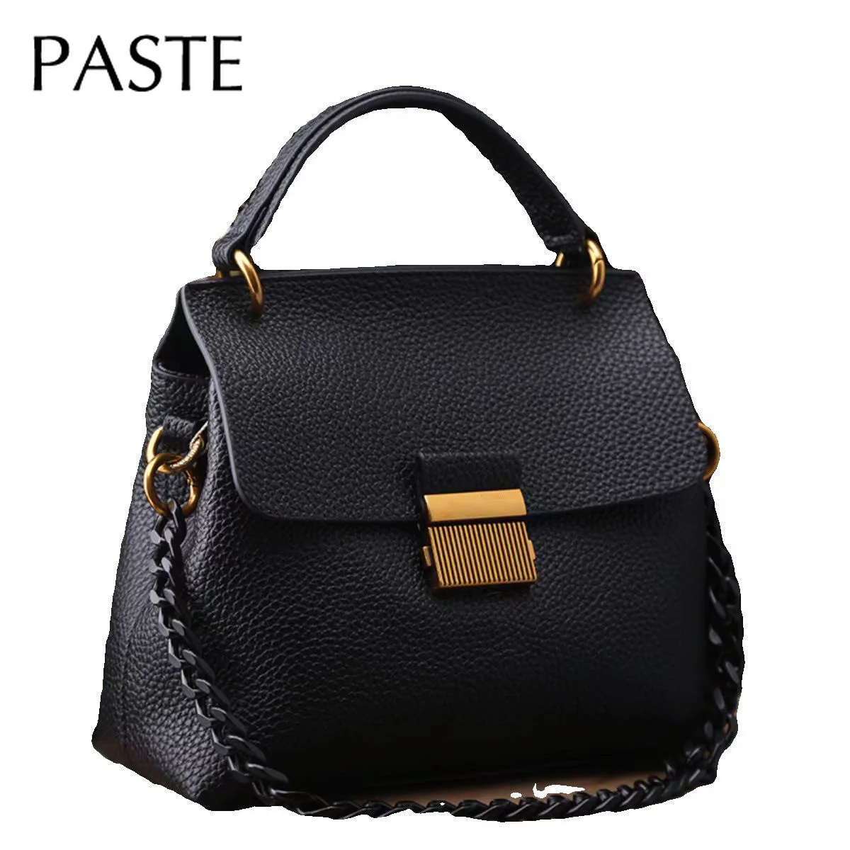 New Chain Design Crossbody Bags for Women Lichi Pattern Cowhide Leather Female Handbag Purple Green Color Daily-use Shoulder Bag