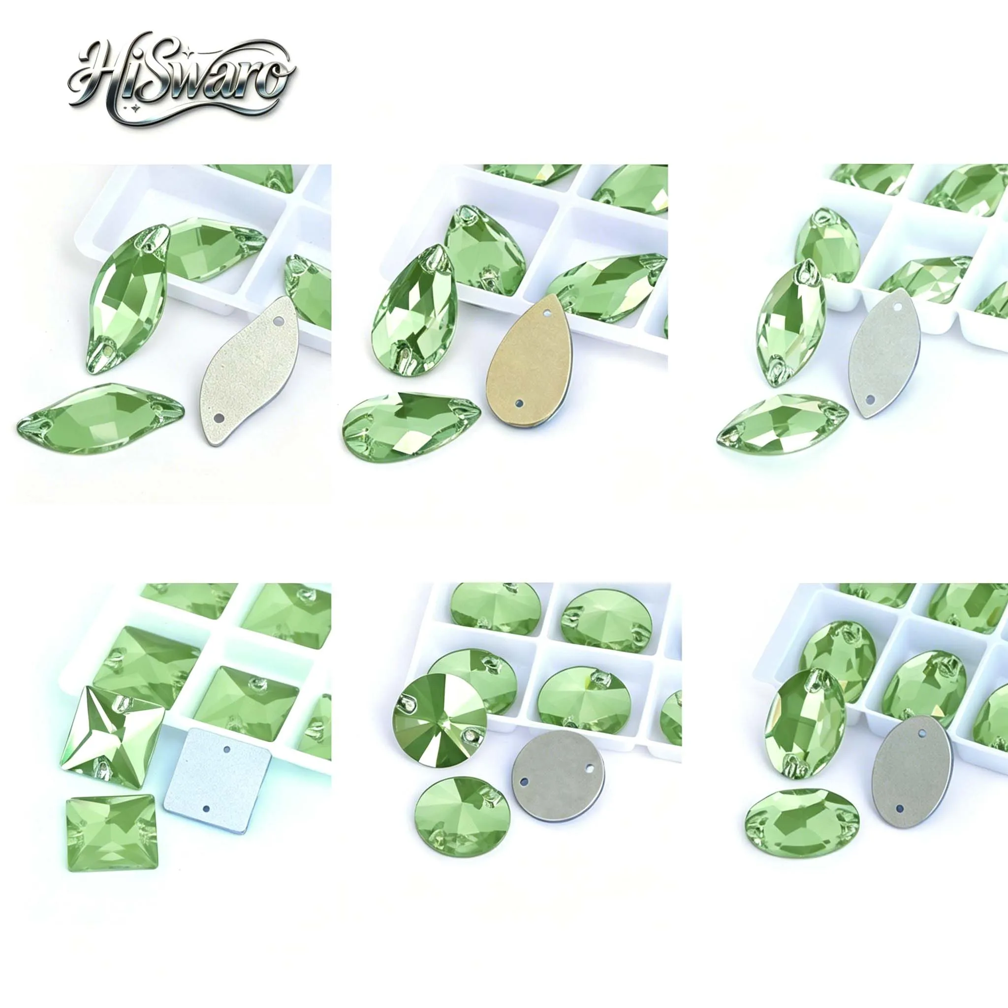 

Peridot Wholesale Glass Shapes Chamfer Sew on Rhinestones Crystal Flat Back Stones for Clothing Accessories Wedding Dress