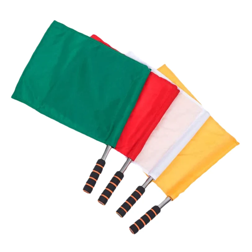 AB09-4Pcs Sports Referee Flag Track And Field Sports Training Flag Linesman Signal Flags Solid Flag With Stainless Steel