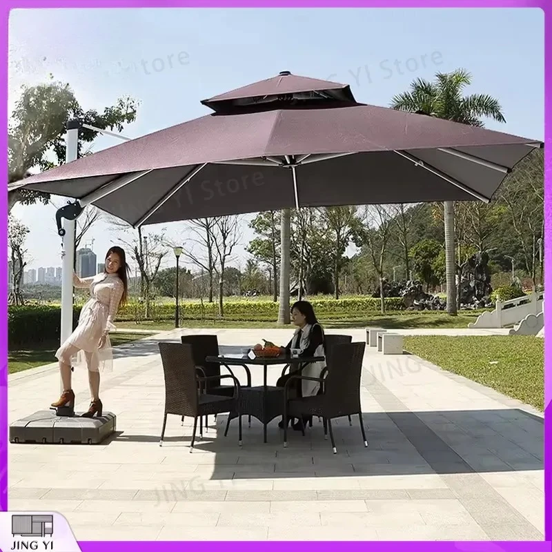 Aluminum Square Offset Cantilever Patio Umbrella 3m 10ft Sunshade Outdoor Garden Umbrella with Base Commercial Grade UV