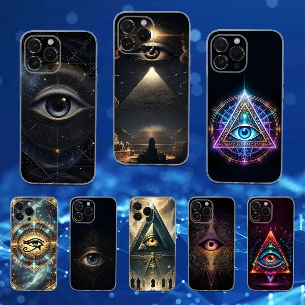 

Occult Illuminati Eye Case For iPhone 16,15,17,14,13,12,11 Pro,Max,Plus,X,XS,XR,SE,Mini Transparent Soft Cover