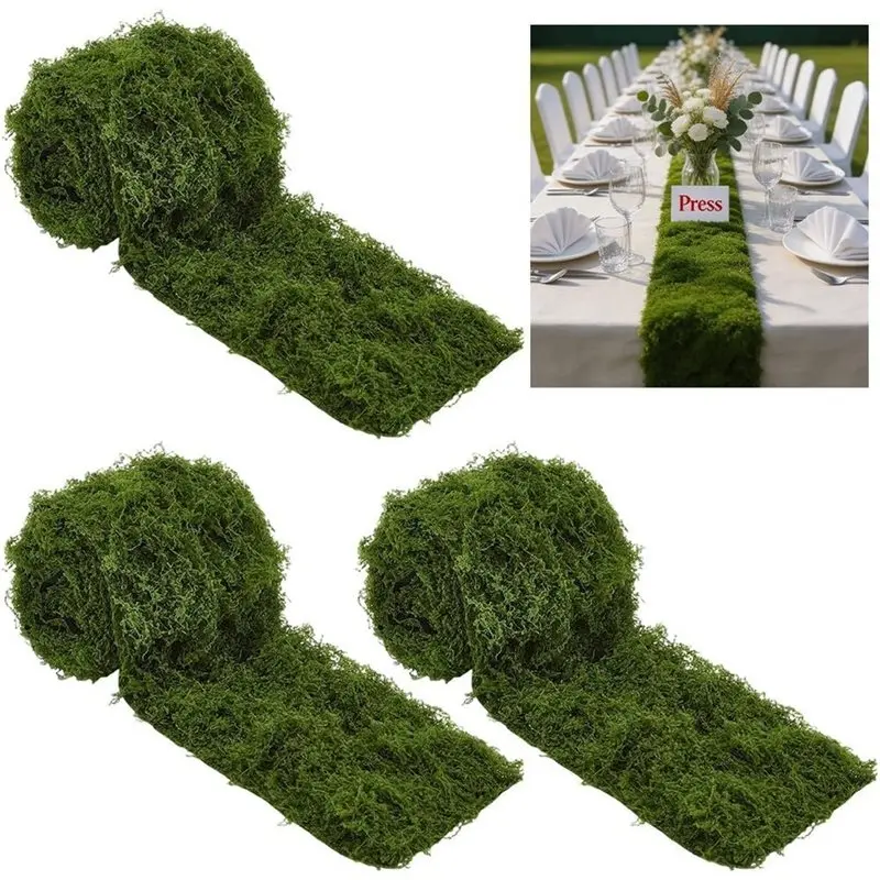 A93E-3 Sheets Moss Table Runner For Crafts, 4
