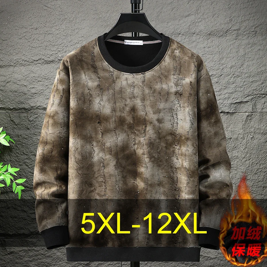 

Autumn Winter Fleece Sweatshirts Men 12XL 10XL Plus Size Sweatshirts Tie-dye Pullover Fashion Sweatshirt Big Size 12XL