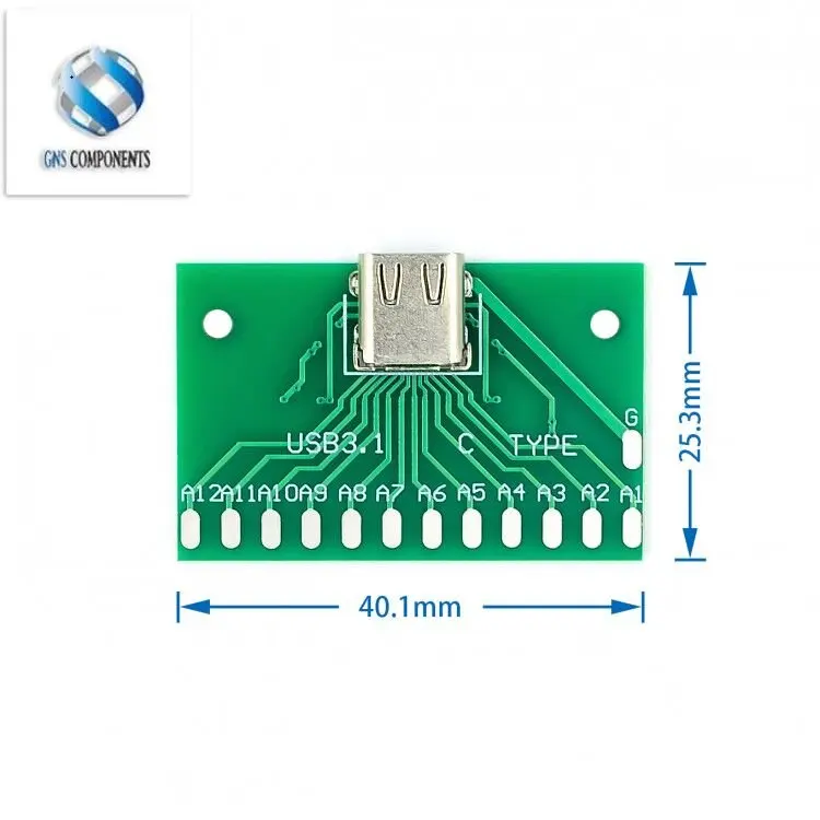 TYPE-C Female Head Test Board USB 3.1 Connector adapter board with PCB board 24P base to measure current conduction