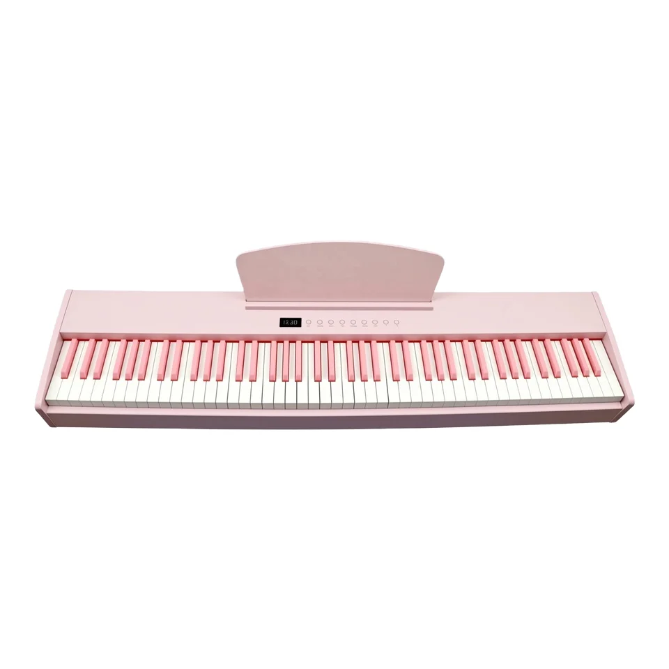 

Portable 88-Key Electronic Keyboard Pink Touch Style for Bluetooth with Wood Grain Digital Electronic Sensitive Keyboard