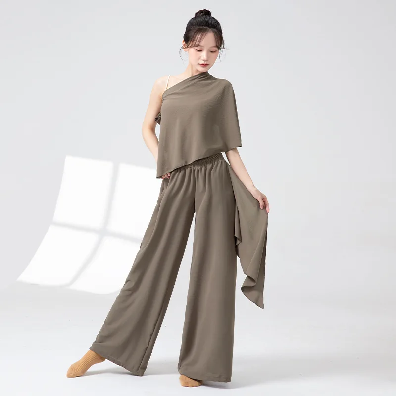 سروال الرقص الكلاسيكي - سروال فضفاض عالي الخصر واسع الساق للرقص الحديث والرقص الصيني للبالغين والممارسة اليومية.