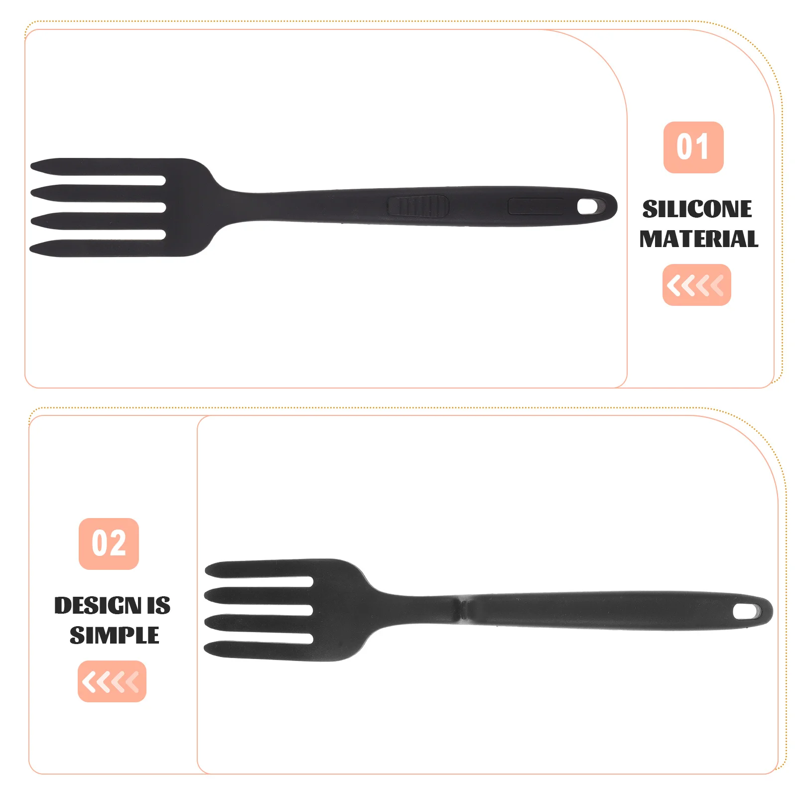 

2pcs Silicone Cooking Multi-Function Large Kitchen Salad Mixing Fork Nonstick Ergonomic Food Fork For Pasta Noodles Meat
