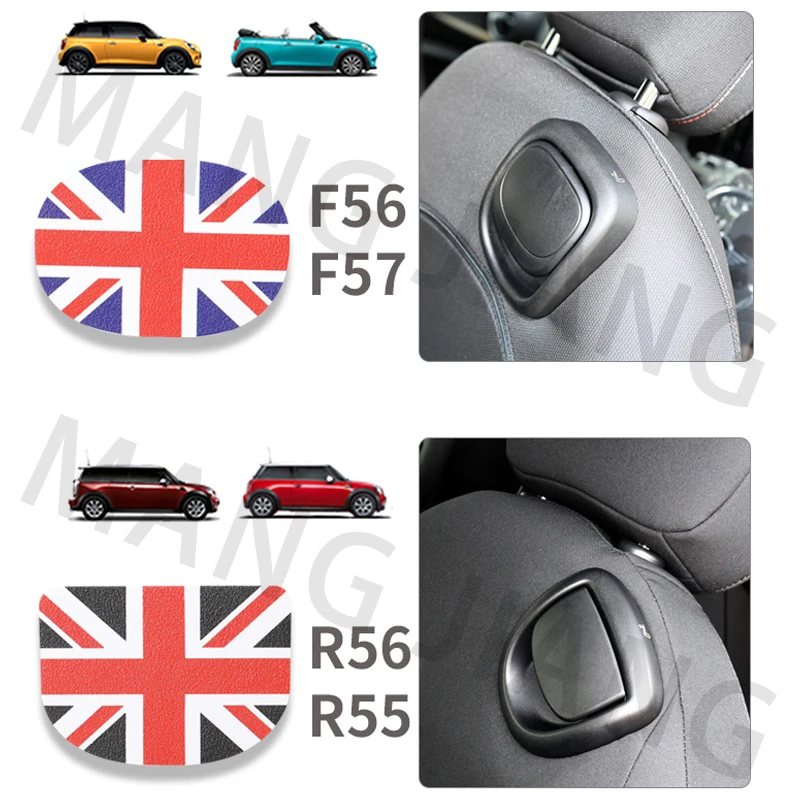 Union Jack Car Seat Back Handle Cover Stickers For Mini Cooper R55 R56 F56 F57 Leather Decorative Decal Sticker Accessories