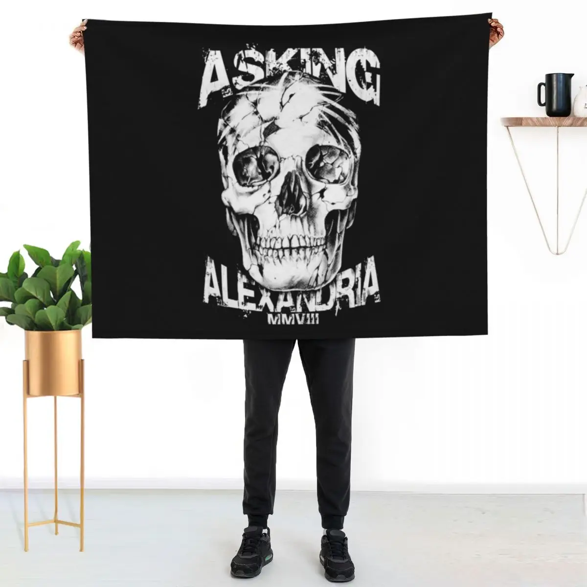 Asking Alexandria Devil Tentacle Skull - England Rock n Roll Throw Blanket Sleeping Bag manga halloween Nap Blankets