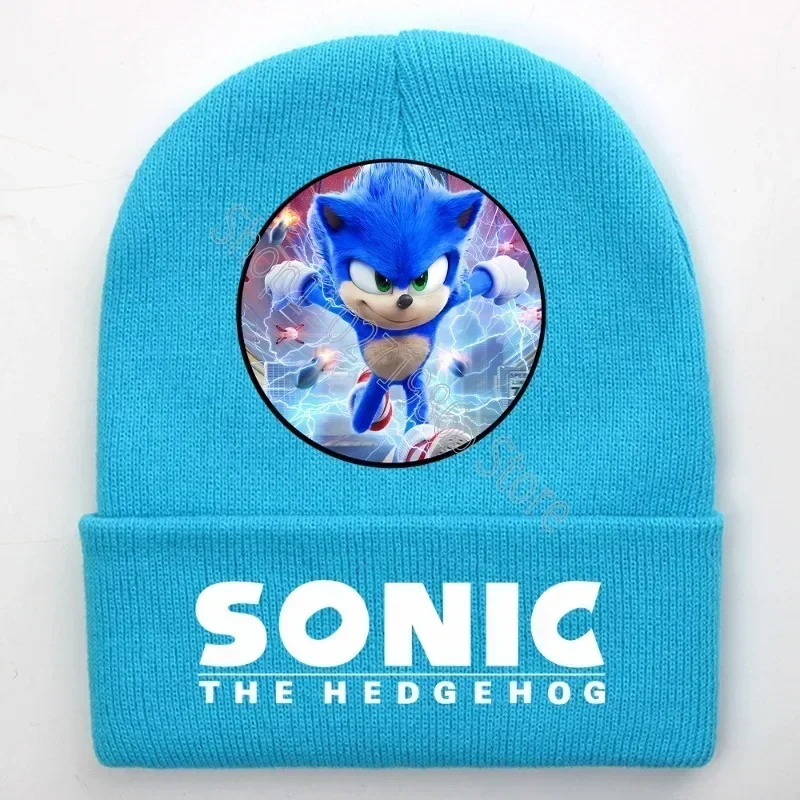 Sonics Child Cute Knitted Hats Winter Warm Comfortable Fashion Bonnet Cartoon Anime Graphic Print Beanie Birthday Party Gifts